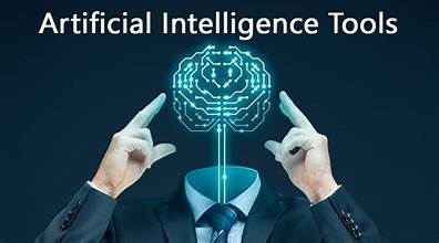 Artificial Intelligence tools illustration showing a digital brain and human interaction
