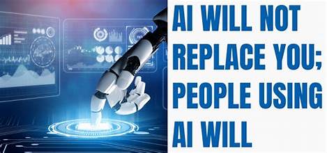 Quote about AI and productivity showing robot hand and bold message about people using AI